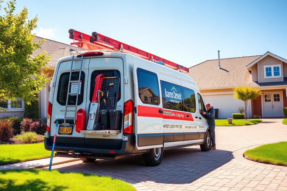 AquaPro service van arriving at a residential job